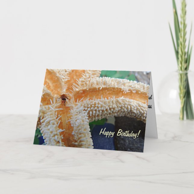Starfish auf Strand-Glasgeburtstags-Karte Karte (Vorderseite)