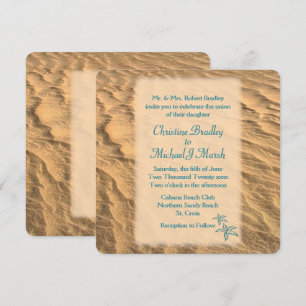 Starfish Beach Aquamarin und Sand Wedding Einladung