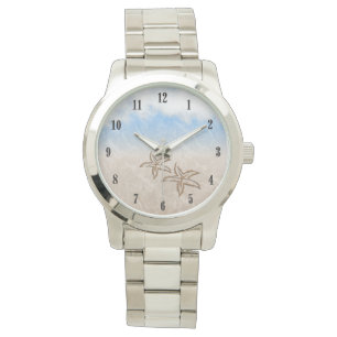 Starfish Beach Black Numbers Armbanduhr