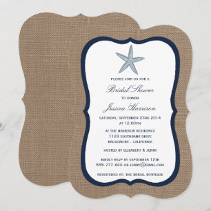 Starfish Beach Burlap-Brautparty Einladung