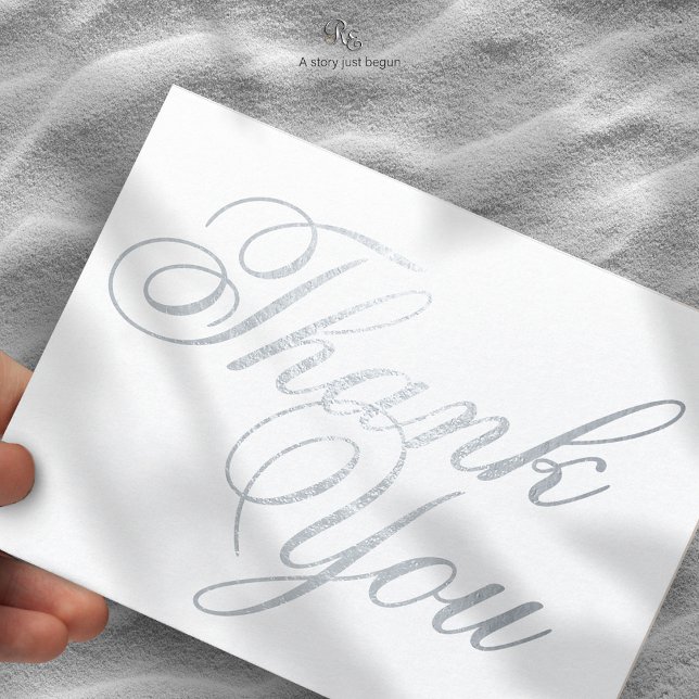 Starfish Beach Dream Foil Danke Ihrer Karte (Starfish Beach Dream Foil Thank You Card with shimmering foil typography, close-up view.)