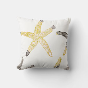 Starfish Beach Glittery Gold Schwarz-weiß 2023 Kissen