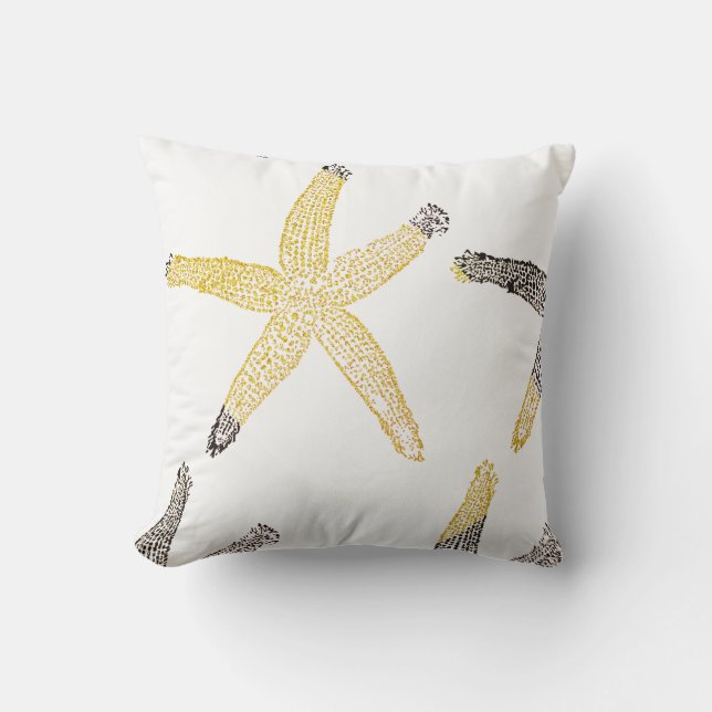 Starfish Beach Glittery Gold Schwarz-weiß 2023 Kissen (Vorderseite)