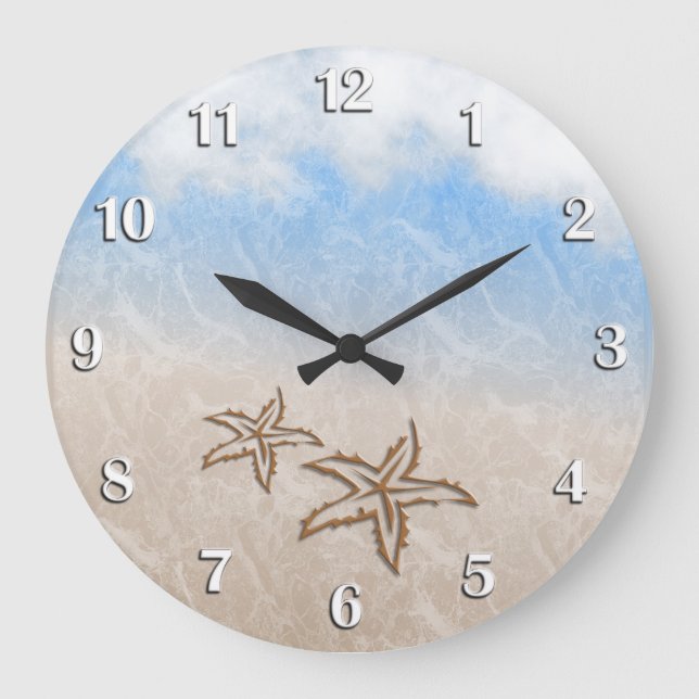 Starfish Beach Große Wanduhr (Vorderseite)