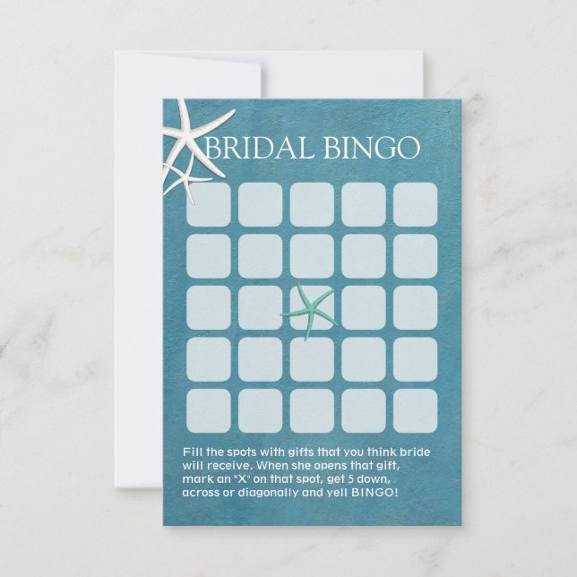 Starfish Beach Hochzeit Brautparty Bingo Cards (Vorderseite)