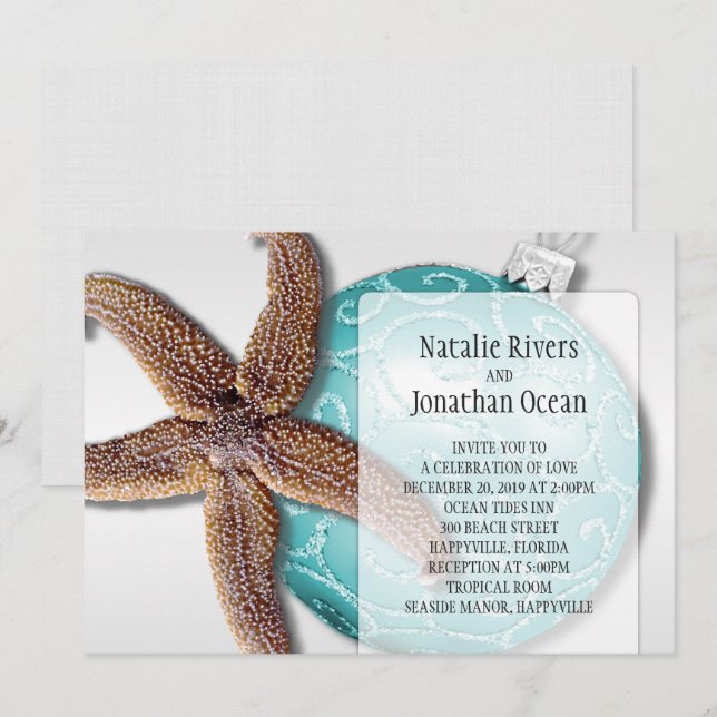 Starfish Beach Hochzeit Weihnachten Einladung (Vorne/Hinten)