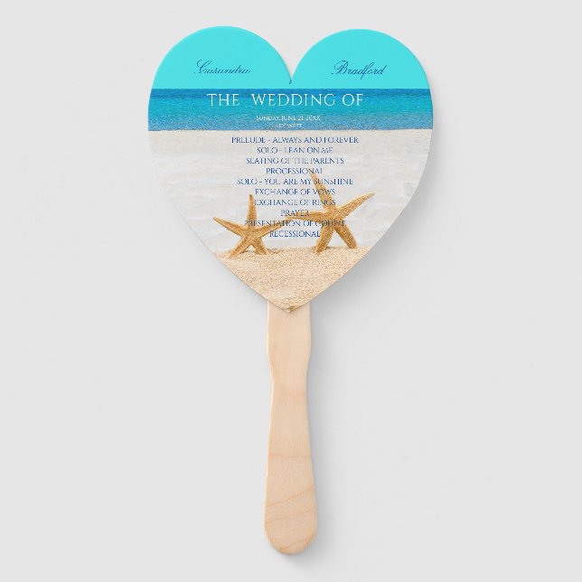 Starfish Beach Hochzeitsfeier Hand Fan Fächer (Vorderseite)