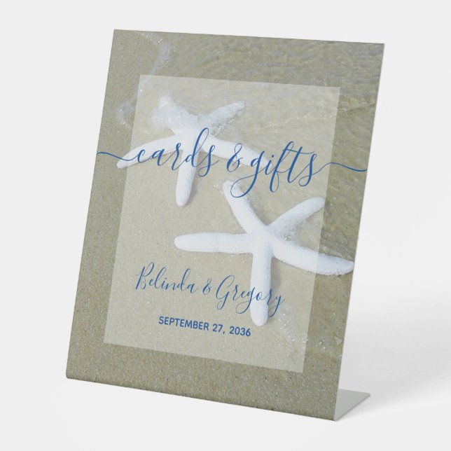Starfish Beach Hochzeitskarten & Geschenke Sockelschild (Vorderseite)