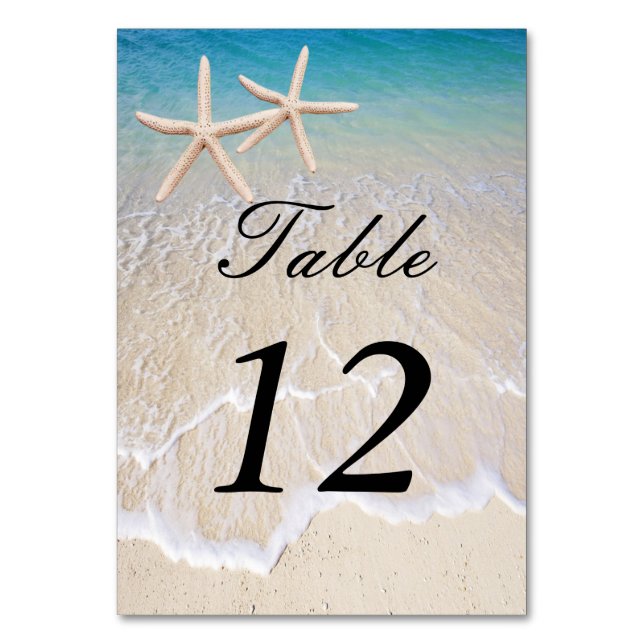 Starfish Beach Hochzeitstisch Platzkarte Tischnummer (Vorderseite)