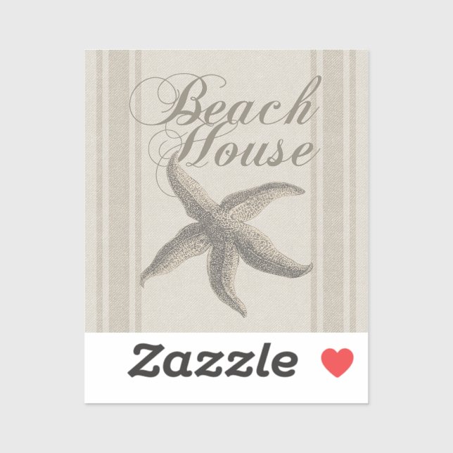Starfish Beach House Küste Aufkleber (Blatt)