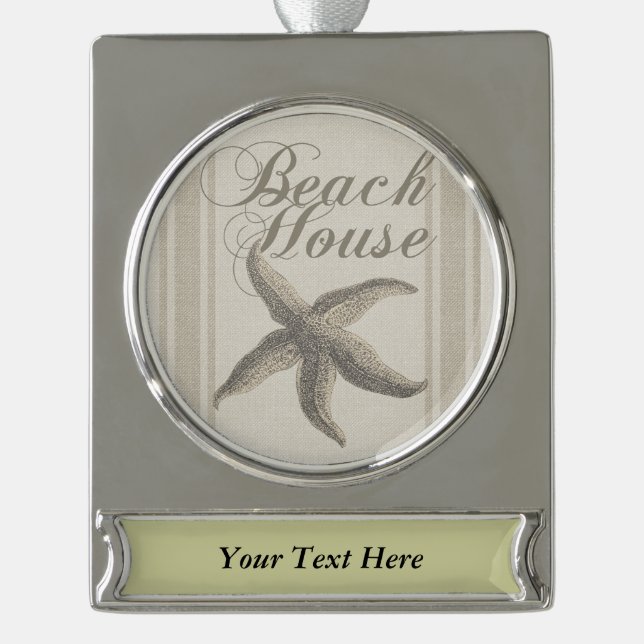 Starfish Beach House Küste Banner-Ornament Silber (Vorderseite)