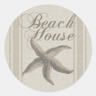 Starfish Beach House Küste Runder Aufkleber
