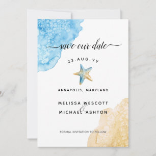 Starfish Beach Moderne Hochzeit an der Küste Save The Date