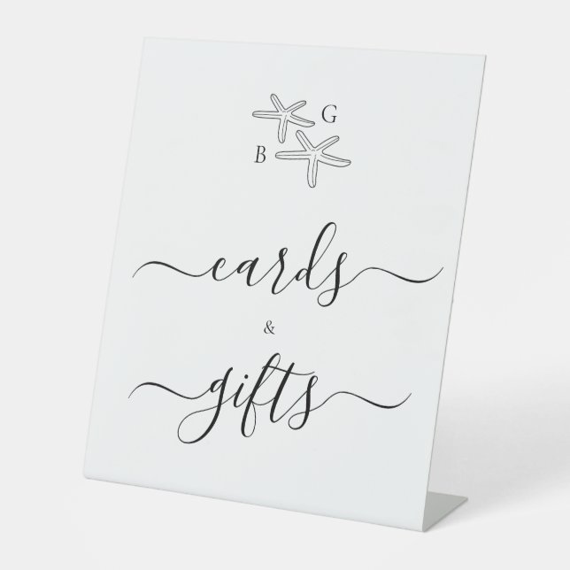 Starfish Beach Monogram Wedding Cards & Gifts Sockelschild (Vorderseite)
