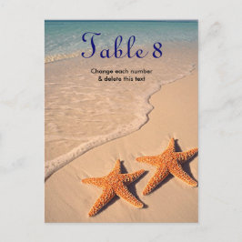 Starfish Beach Ocean Wedding Table Cards Nummer Postkarte