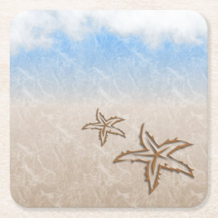 Starfish Beach Rechteckiger Pappuntersetzer