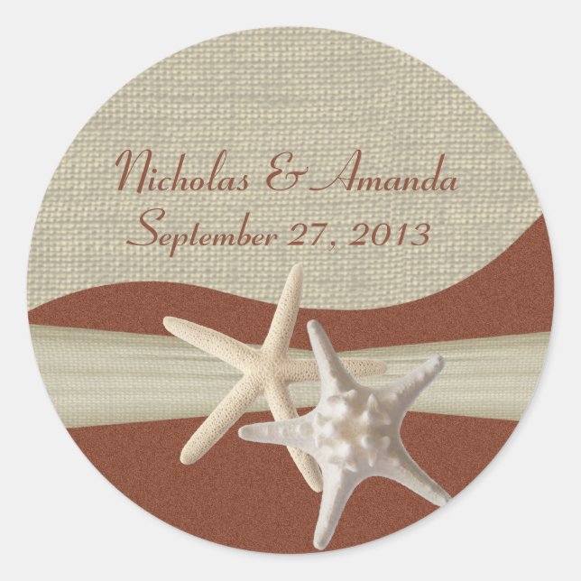 Starfish Beach Runder Aufkleber (Vorderseite)
