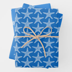 Starfish Beach Summer Ocean Blue Wedge Geschenkpapier Set