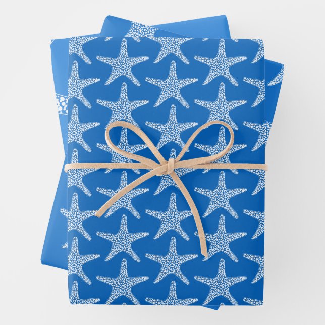Starfish Beach Summer Ocean Blue Wedge Geschenkpapier Set (Beispiel)