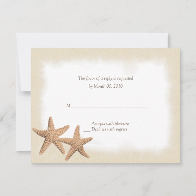 Starfish Beach Thema Hochzeit RSVP-Karten RSVP Karte (Vorderseite)