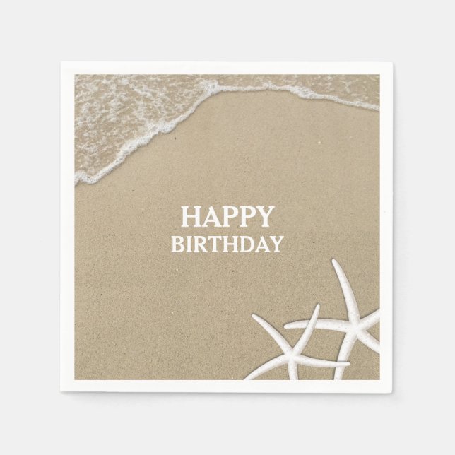 Starfish Beach Theme Happy Birthday Serviette (Vorderseite)