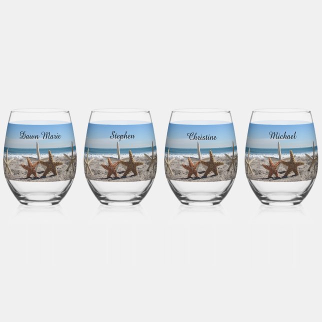 Starfish Beach Verre à vin sans pierre ou verre à  (Recto)