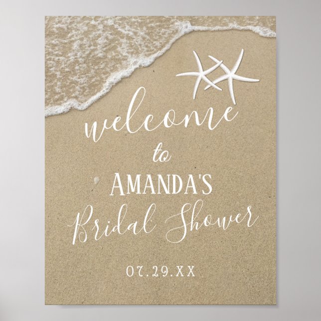 Starfish Beach Wedding Brautparty Willkommen Poster (Vorne)