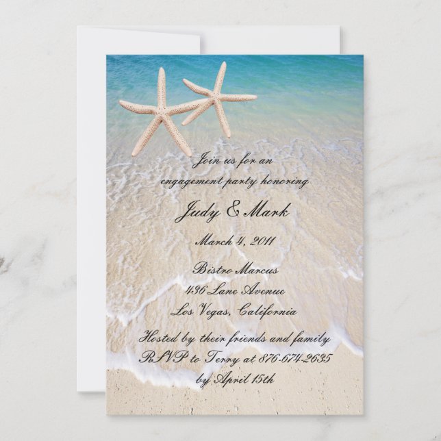 Starfish Beach Wedding Engagement Party Invitation (Devant)