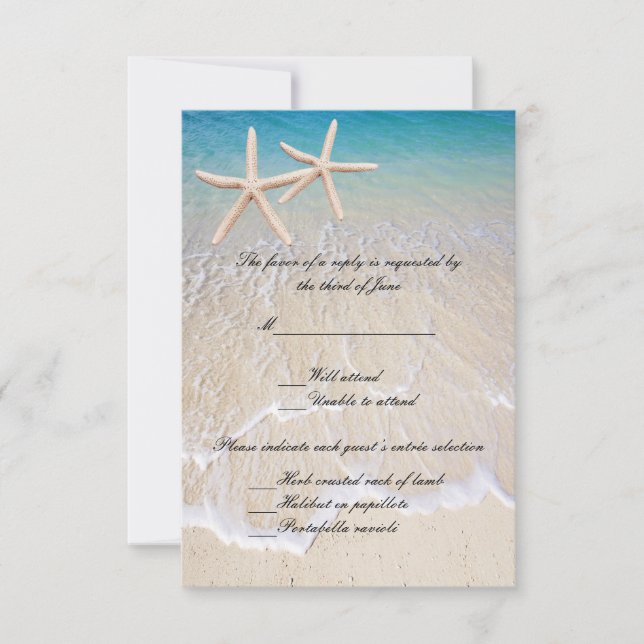 Starfish Beach Wedding Response Card RSVP Karte (Vorderseite)