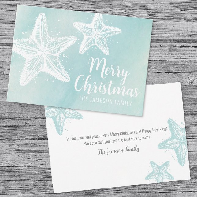 Starfish Beach Weihnachten (Elegant Starfish Beach Christmas Holiday Card)