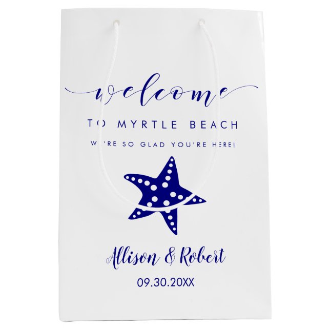 Starfish Begrüßungstasche, Hochzeit in Urlaubsort  Mittlere Geschenktüte (Vorderseite)