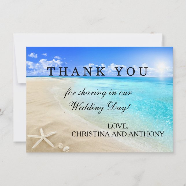 Starfish-Bestimmungsort-Strand-Hochzeit danken Dankeskarte (Vorderseite)