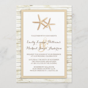 Starfish Blanchis Wood Beach Wedding Invitation
