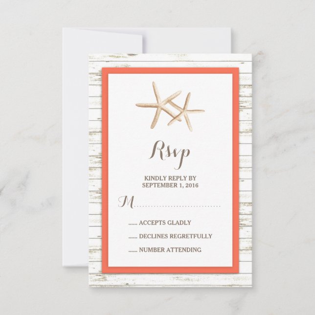 Starfish Blanchis Wood Beach Wedding RSVP (Devant)
