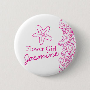 Starfish Blume Mädchen rosa Hochzeit Button / Tast