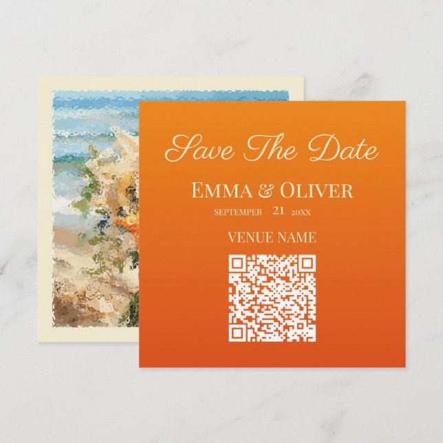 Starfish Bouquet Beach Wedding Save the Date Card Einladung (Vorne/Hinten)