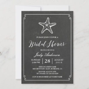 Starfish-Brautparty   Eleganter Chalkboard-Look Einladung