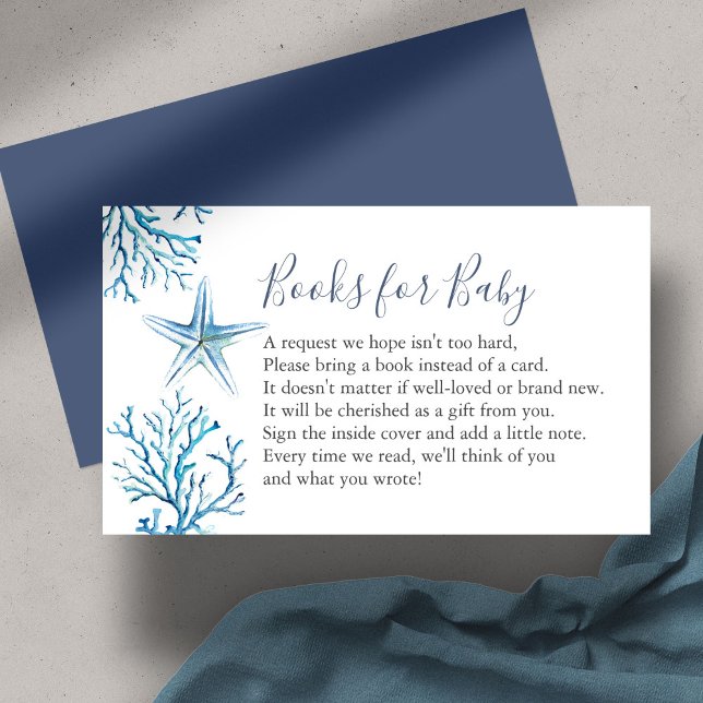 Starfish Buch für die Einladungskarte für Säugling (Baby Shower invitation insert books for baby under the sea theme watercolor by Victoria Grigaliunas)