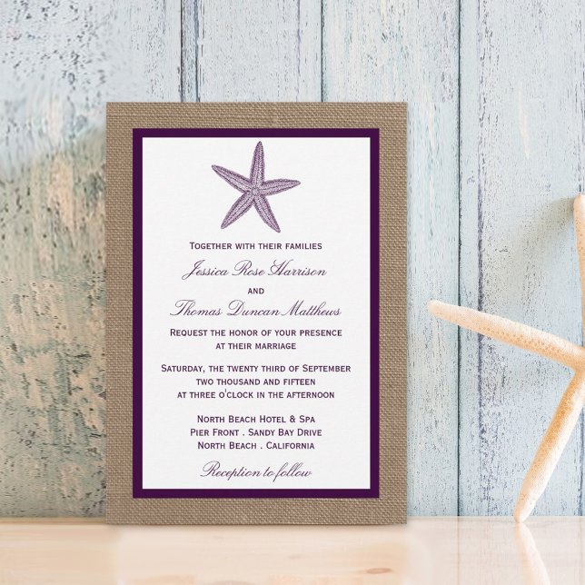 Starfish Burlap Beach Hochzeit | Wählen Sie Ihre F Einladung (Von Creator hochgeladen)