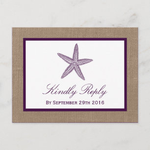 Starfish Burlap Beach Hochzeit   Wählen Sie Ihre F Einladungspostkarte