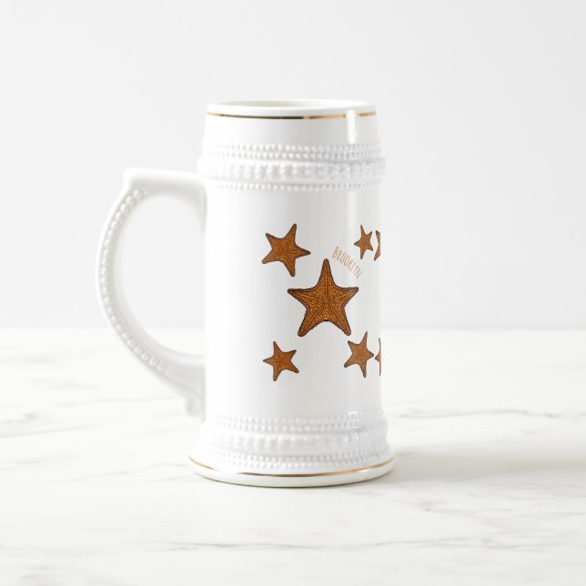 Starfish Cartoon Bierglas (Links)