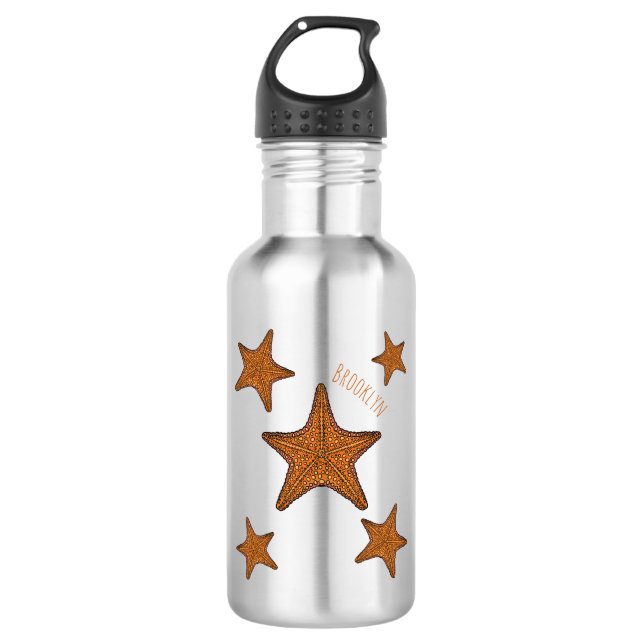 Starfish Cartoon Edelstahlflasche (Vorderseite)