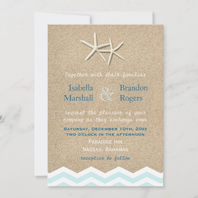 Starfish Chevron Faire-part de mariage (Devant)