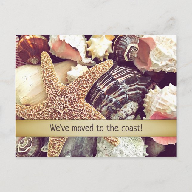 Starfish Coastal Zuhause - neue Adresse Ankündigun Postkarte (Vorderseite)