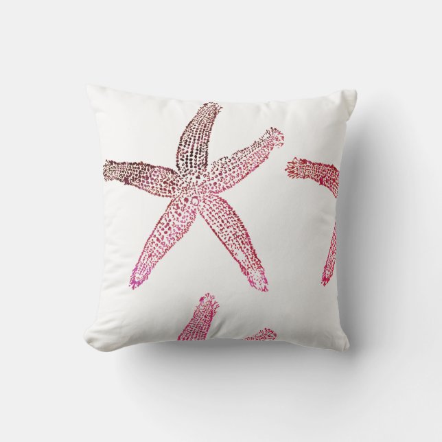 Starfish Coastful farbiges Muster Rosa Braun Weiß Kissen (Vorderseite)