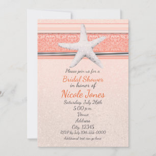 Starfish Coral Orange Elegante Beach Einladungen