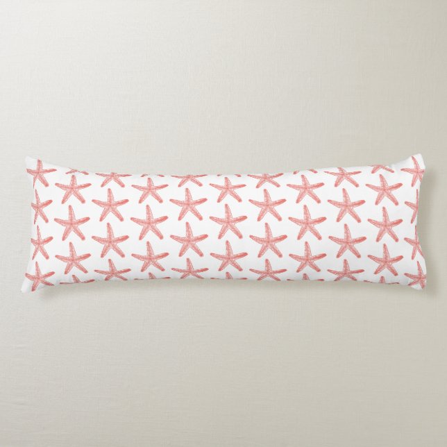 Starfish Coral & White Sea Star Themed Seitenschläferkissen (Vorderseite)