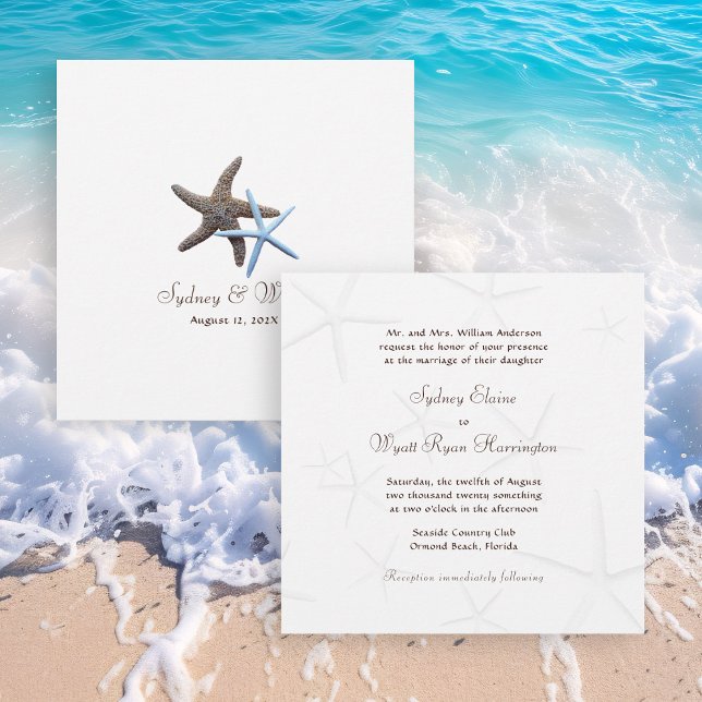 Starfish Couple Bride's Elternnamen Hochzeit Einladung (Von Creator hochgeladen)