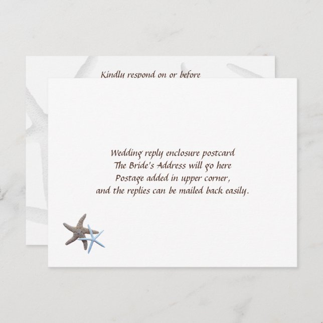 Starfish Couple Easy Wedding Antwort Postkarten (Vorne/Hinten)