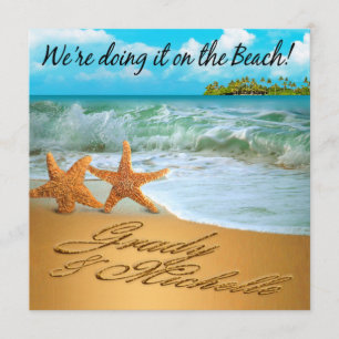 Starfish Couple FRAGE, IHRE NAMEN IN SAND ZU BRING Einladung